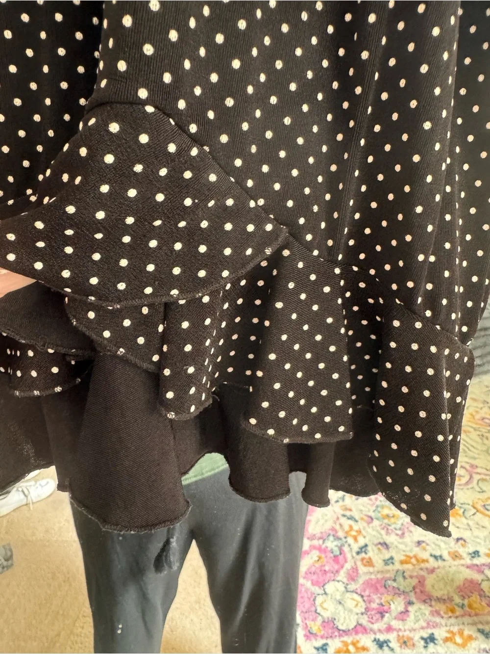 Dressbarn Black Polka Dot A-Line Skirt